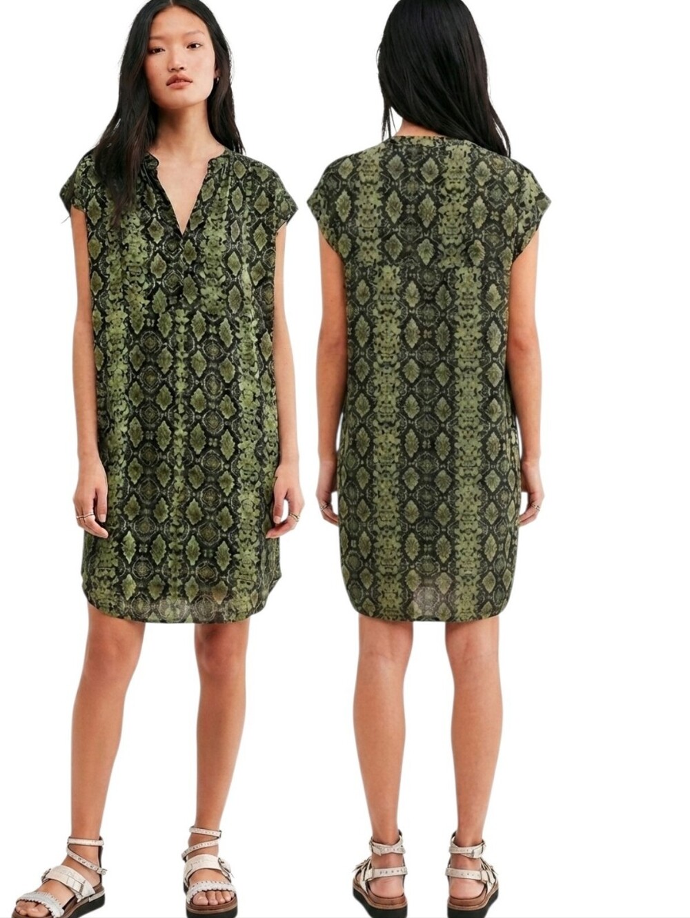 ANTHROPOLOGIE Rachel Snake Print Tunic Mini Dress - Size XS